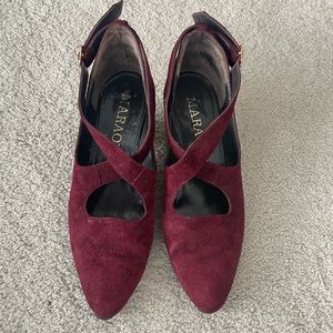 🇮🇹 Vintage Italy Maraolo suede leather cross strap shoes Euro 38 US 7.5 8